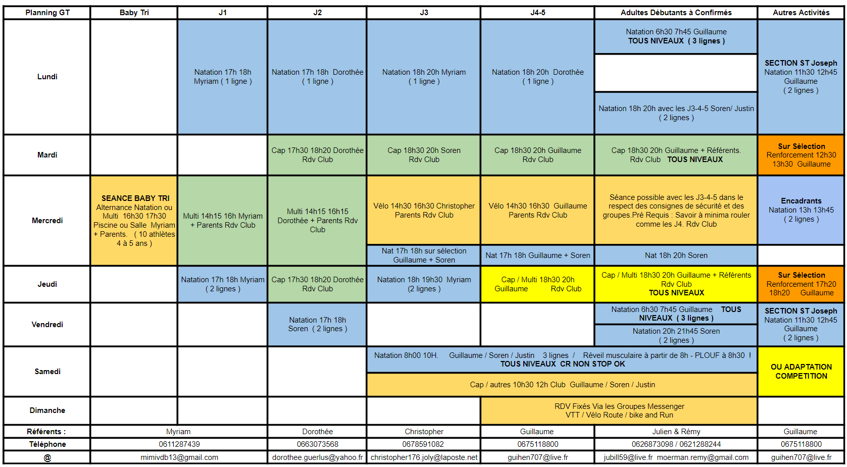 Nouveau planning !